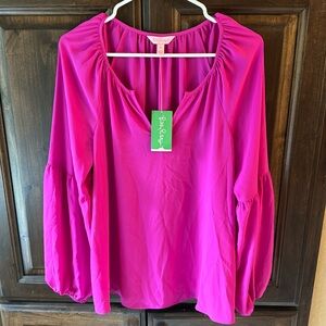 Lily Pulitzer hot pink blouse size M. NWT